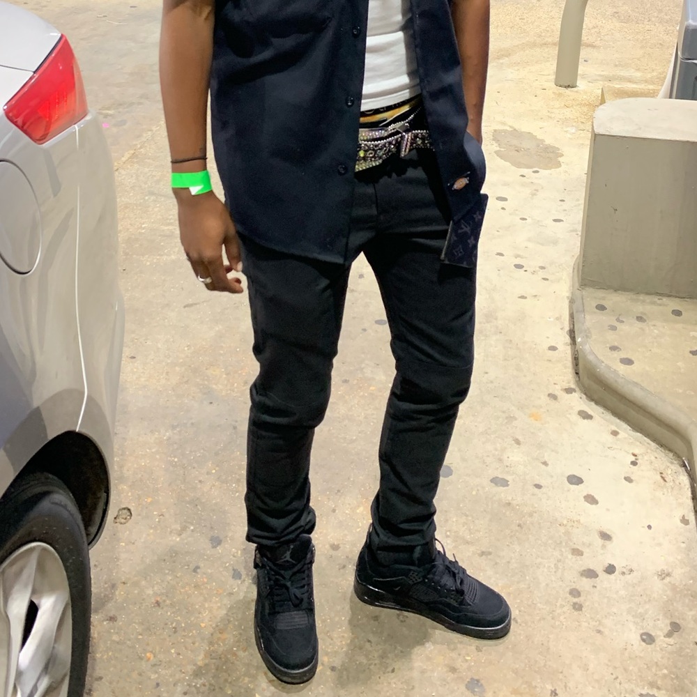 Black Slim Dickies pants.
